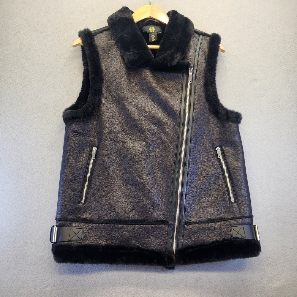 House of Harlow 1960 XS Faux Fur Shearling Moto Vest Revolve Mint Condition